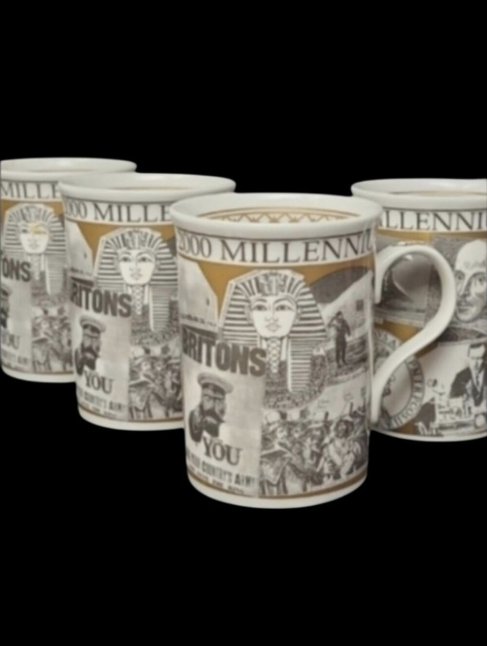 SET OF 4 MILLENNIUM 1000-2000 MUGS HISTORIC EVENTS